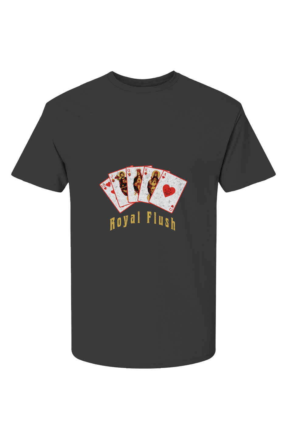 Royal Flush Cotton T-Shirt - Charcoal